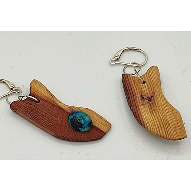 Boucles d'oreilles Sequoia géant et Chrysocolle