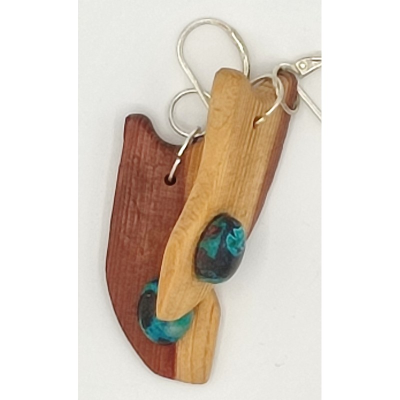 Boucles d'oreilles Sequoia géant et Chrysocolle
