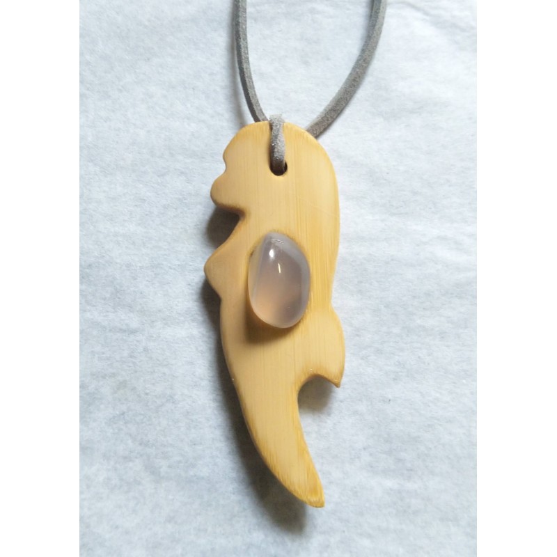 Pendentif Totem Dauphin avec Agate grise