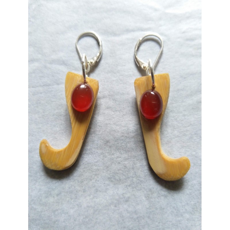 Boucles d'oreilles Bambou et Cornaline