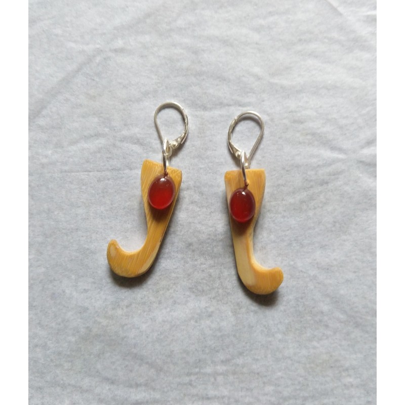 Boucles d'oreilles Bambou et Cornaline