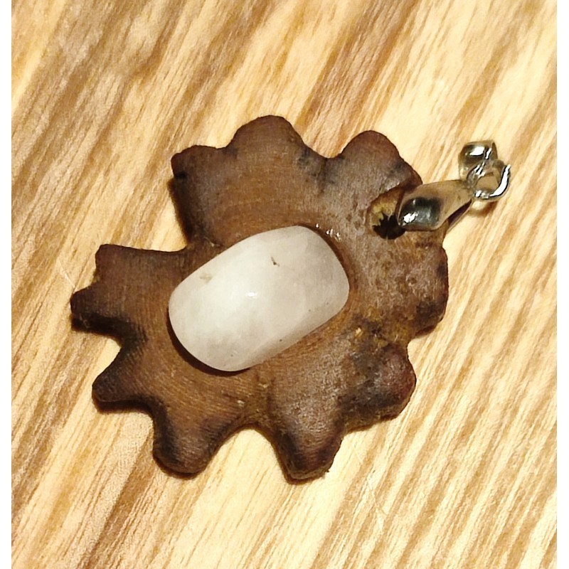 Pendentif Châtaignier et Quartz rose