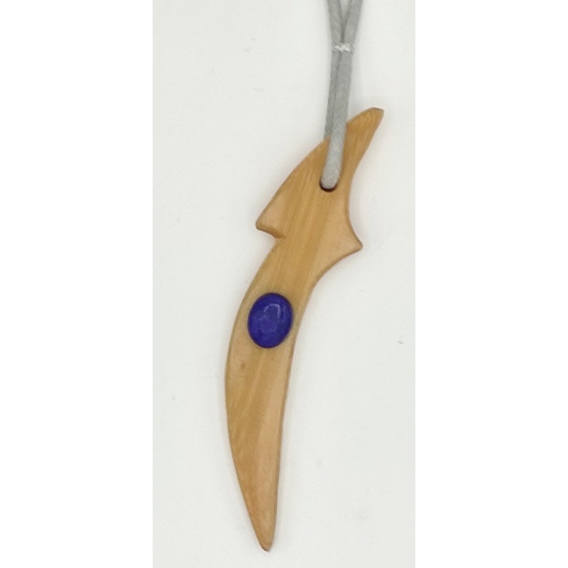 Pendentif Keris en bambou et Lapis Lazuli