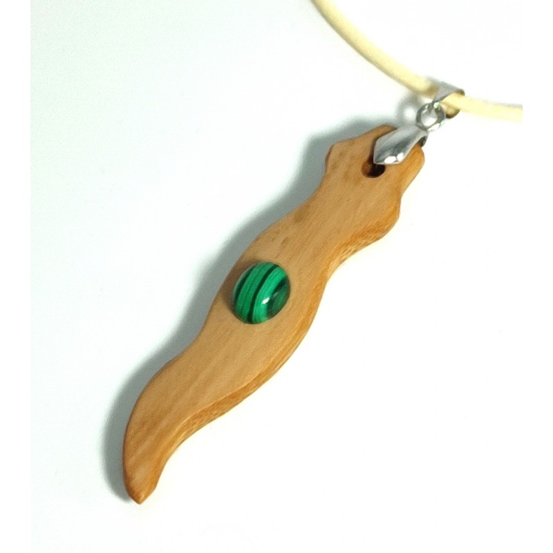 Pendentif Bambou et malachite