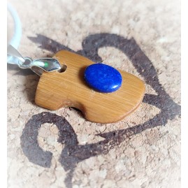 Pendentif en Bambou et Lapis Lazuli