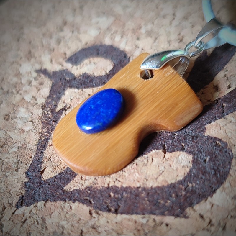 Pendentif en Bambou et Lapis Lazuli