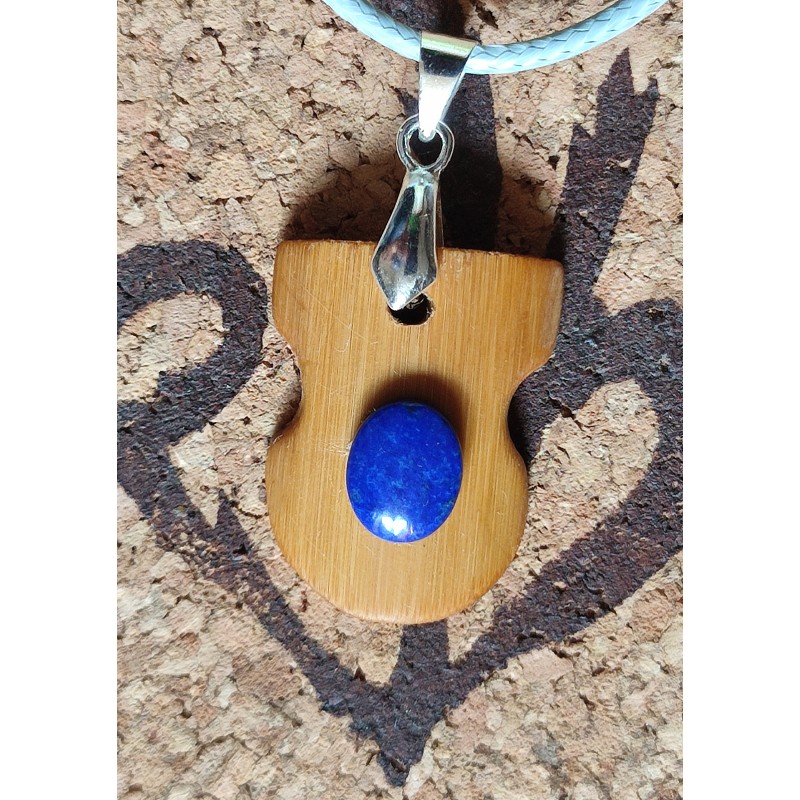 Pendentif en Bambou et Lapis Lazuli