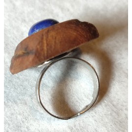 Bague réglable en Châtaignier et Lapis Lazuli