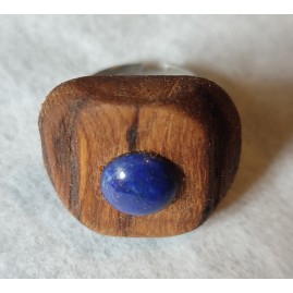 Bague réglable en Châtaignier et Lapis Lazuli