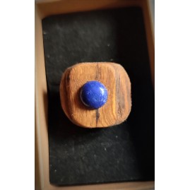 Bague réglable en Châtaignier et Lapis Lazuli