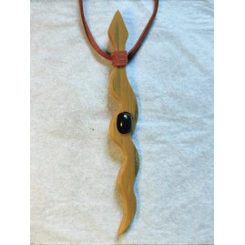 Pendentif Totem Serpent avec Obsidienne Dorée