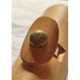 Bague réglable en Bambou et Unakite