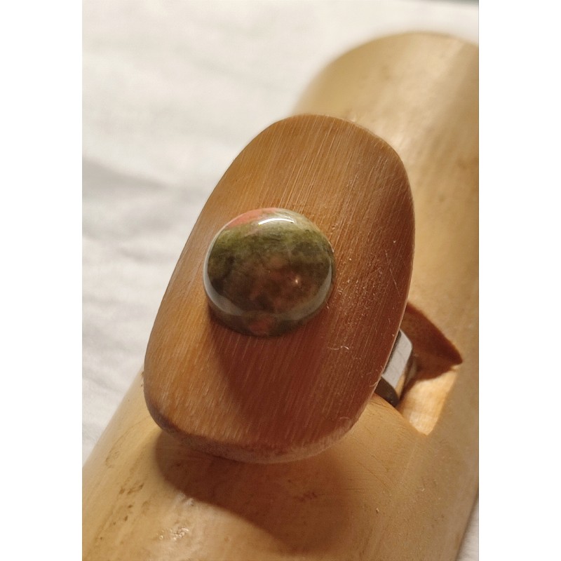 Bague réglable en Bambou et Unakite