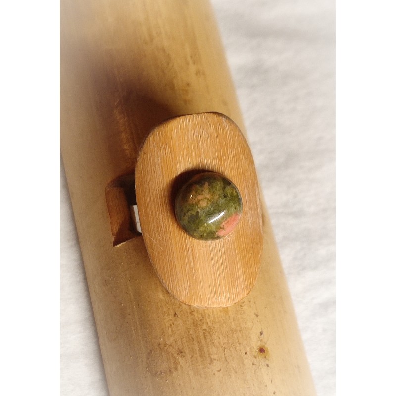 Bague réglable en Bambou et Unakite