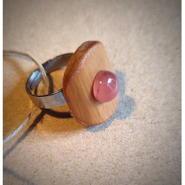 Bague réglable en Bambou et Rhodochrosite