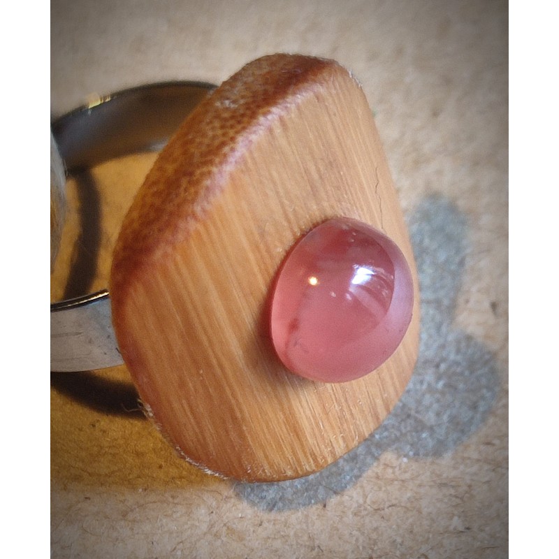 Bague réglable en Bambou et Rhodochrosite