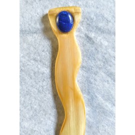 Pic à cheveux en bambou avec Lapis Lazuli.