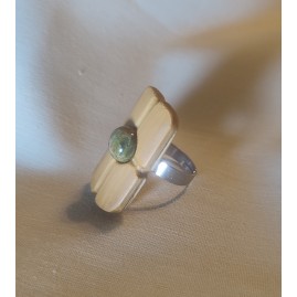 Bague réglable en Bambou et Unakite