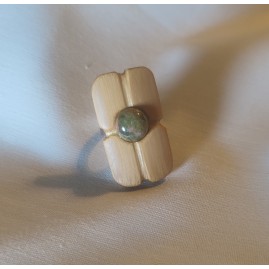 Bague réglable en Bambou et Unakite